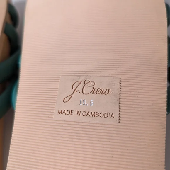 J. Crew Green and Tan Open-Toe Sandals with Crisscross Straps - Picture 7 of 9